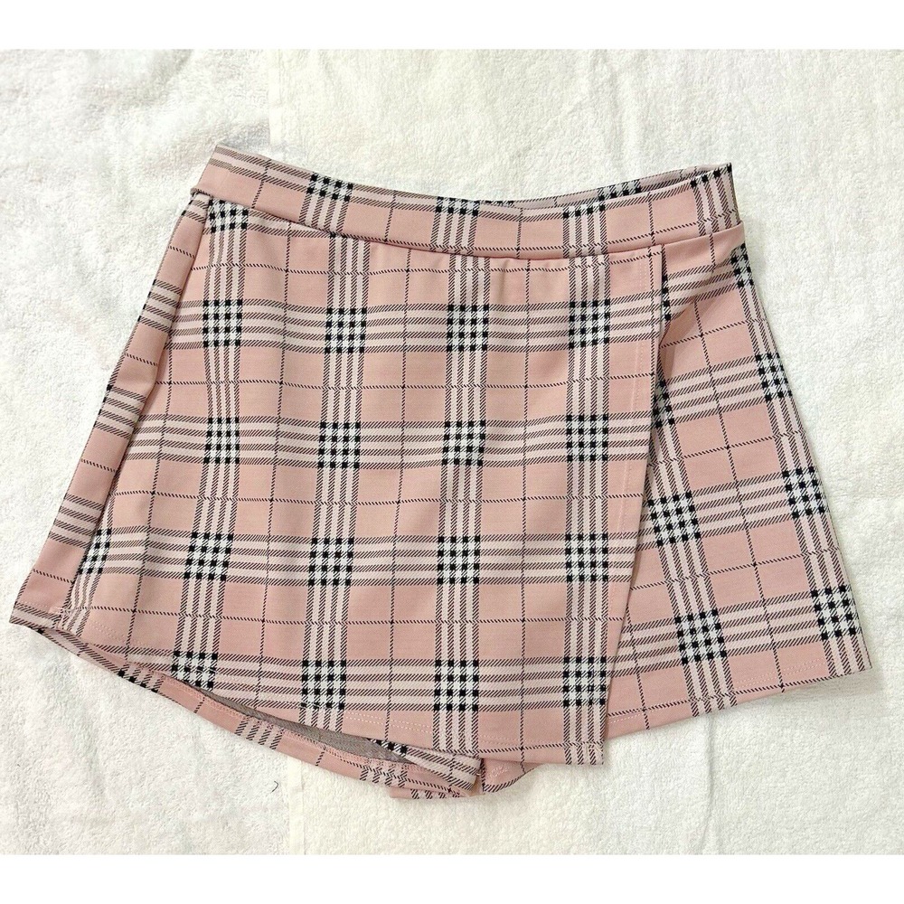 Love Tree Pink Plaid Mini Skirt Skort Women M 90s Preppy Y2K Whimsigoth Academia